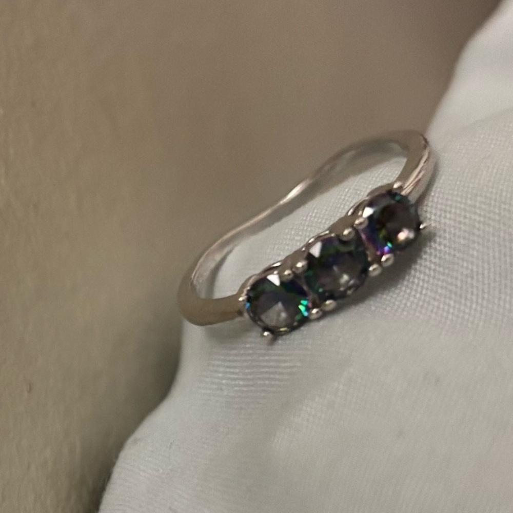 BC 925 iridescent Rainbow Gemstone Ring